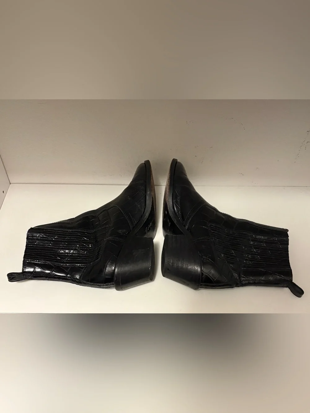 All Saints Miriam Black Crocodile Western Chelsea Boot Hybrid 100% Leather EU 37